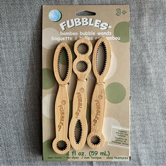 Fubbles Bamboo Bubble Wands 3 Piece with 2 oz 59 ml Bubble Solution 2 Pack Lot - Picture 3 of 7
